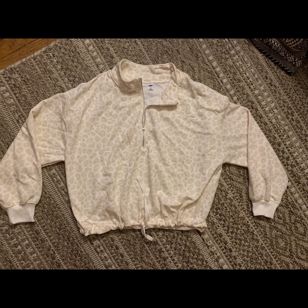 Leopard print cropped quarter zip